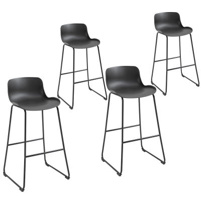 HOMCOM Lot de 4 tabourets de bar industriel noir