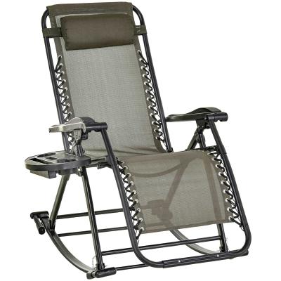 Outsunny Chaise longue fauteuil à bascule pliable de jardin 2 en 1 design contemporain dim. 133L x 67l x 95H cm acier polyester gris