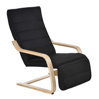 HOMCOM Fauteuil Luxe Confort et Relaxation avec Repose-Pied réglable déhoussable 83 x 66,5 x 100 cm Bois Massif Noir