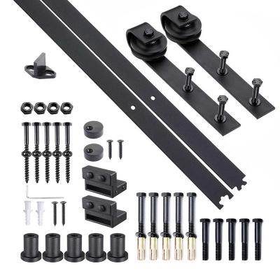 Homcom Kit Complet de Porte Coulissante en Métal Noir 200 x 4 x 1 cm