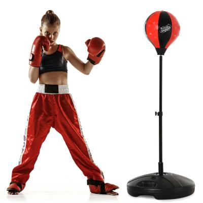 Punching ball sur pied réglable en hauteur 126-144 cm avec gants, pompe et base de lestage noir