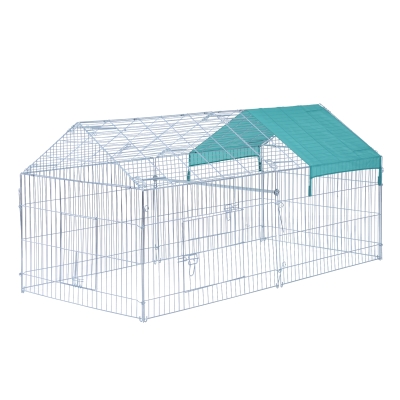 PawHut Parc enclos modulable Acier 6 Panneaux et 1 Porte pour Chiens Ø 120 x 60 cm Gris Métal vert