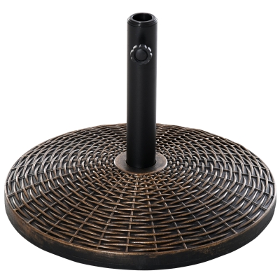 Outsunny Pied de parasol rond base de lestage Ø 53 x 30 cm résine imitation rotin poids net 25 Kg noir bronze