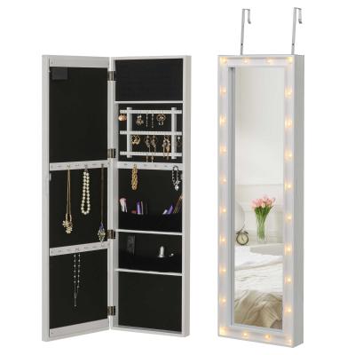 HOMCOM Armoire à bijoux avec miroir à suspendre éclairage LED