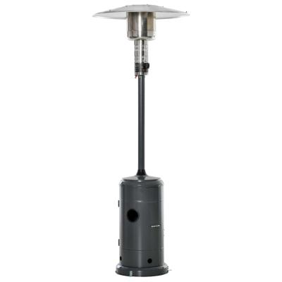 Outsunny Parasol Chauffant Commercial 12,5 KW - Chauffage d'extérieur gaz 30 m² - Chauffage de terrasse - Double sécurité - Puissance réglable - roulettes - Acier INOX. Gris