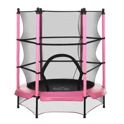 HOMCOM Trampoline jardin enfants Ø 1,40 × 1,62H m rose