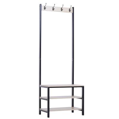 Homcom Porte-Manteau 3 Etagères en Acier Noir 60 x 40 x 175 cm