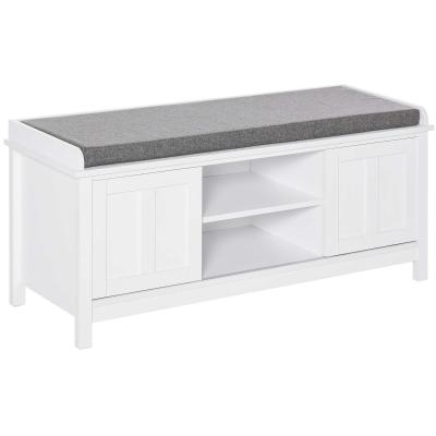 Banc de rangement avec coussin - banc à chaussures multi-rangement gris blanc