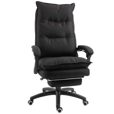 Fauteuil de bureau direction massant repose-pied intégré tissu lin