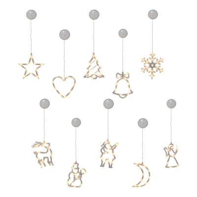 Décoration lumineuse LED de Noël pour fenêtre - 18 pièces avec ventouses - blanc chaud