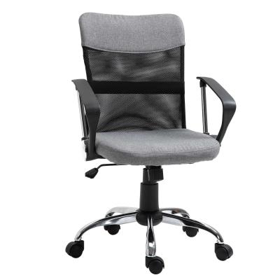 Vinsetto Silla de Oficina Ergonómica Silla de Escritorio Basculante y Giratoria con Altura Ajustable del Asiento Reposabrazos y Ruedas 60x66x91-101 cm Gris