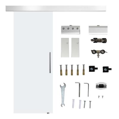HOMCOM Puerta Deslizante de Vidrio Puerta Corredera Cristal Puertas de Interior Puerta de Granero Estilo Granero 75x210cm Transparente