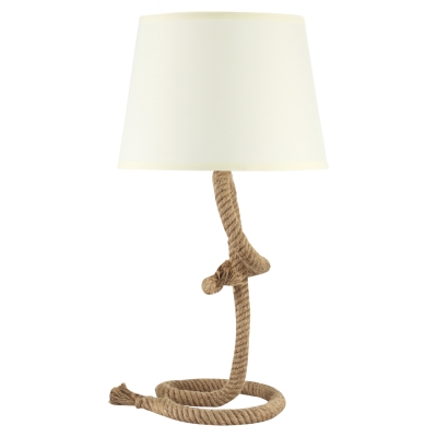 Lampa stołowa HOMCOM z podstawą sznurkową żarówka LED E27 lampa na stół lampka nocna tkanina terylenowa metal sznurek kolor beżowy + brązowy Ø32 x 63 cm