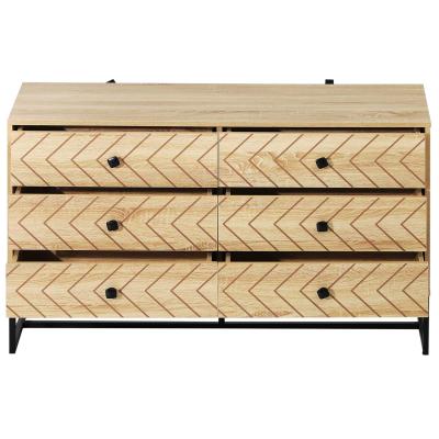 HOMCOM Mueble Auxiliar salón Cajonera Cómoda Muebles con 6 Cajones Deslizables Mesilla de Noche Organizador Almacenaje Oficina 120x39,5x71cm Madera Natural