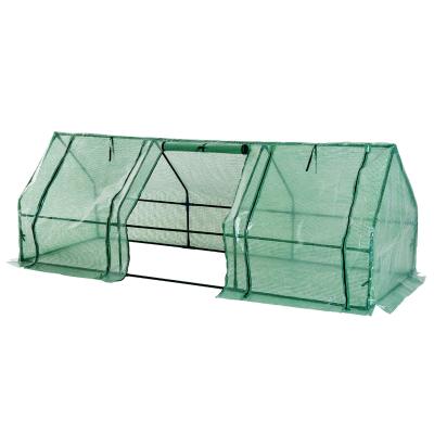 Outsunny Invernadero de Jardín Terraza 270x90x90 cm Tipo Caseta Tubo de Acero con 3 Ventanas Vivero Casero para Cultivo Plantas Flores Tomates Verde