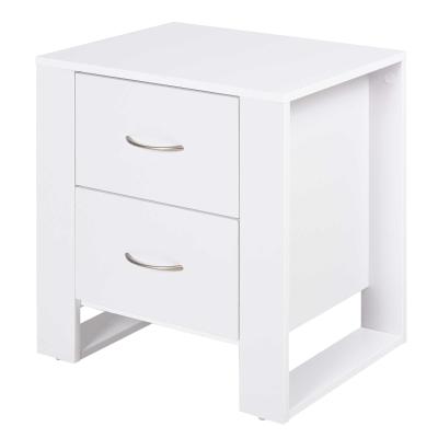 HOMCOM Mesita de Noche Elegante Mesa Lateral para Sofá Compacta Ideal Dormitorio o Sala de Estar con 2 Cajones 48x39x54 cm Blanco