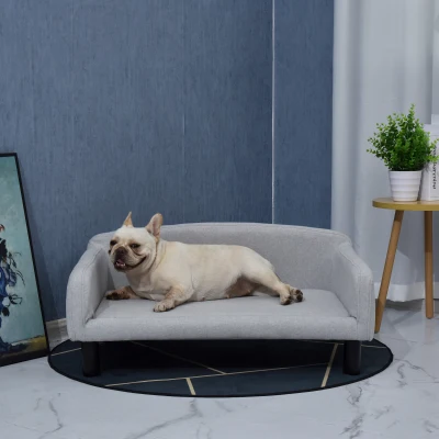 PawHut Modern Design Pet Sofa for Cat or Medium-sized Dog with Armrests and Widened Rest Area