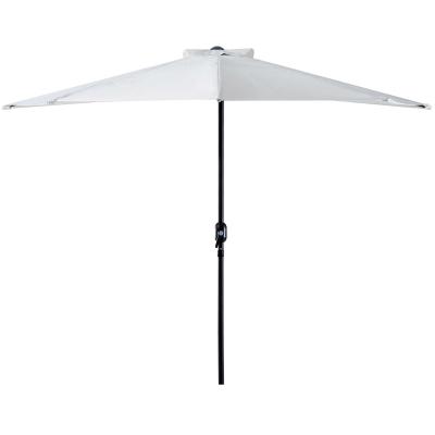 Outsunny 3(m) Half Parasol Semi Round Umbrella Patio Metal Frame Crank Handle for Balcony-- NO BASE INCLUDED, White