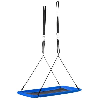 Outsunny Hanging Tree Swing, Adjustable Rope, Steel Frame, Waterproof, for Backyard Playground Park for Kids Over 3 Years Old, Blue and Black