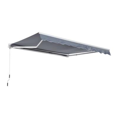 Outsunny 4m x 3(m) Garden Patio Manual Awning Canopy Sun Shade Shelter Retractable Grey