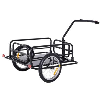 HOMCOM Bike Cargo Trailer Bicycle Cargo Storage Cart w/ Hitch Cycling Camping Luggage Storage Carrier Transport Steel Black
