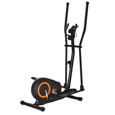 Vélo elliptique vertical écran LCD multifonction acier ABS orange noir
