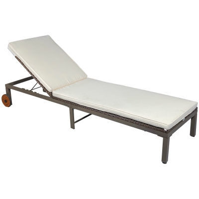 Bain de soleil inclinable 4 positions matelas résine tressée marron