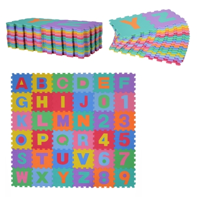 HomCom Tapete de quebra-cabeça infantil de borracha 36 peças de 31x31cm Números de 0 a 9 e 26 Letras do alfabeto 3,24㎡