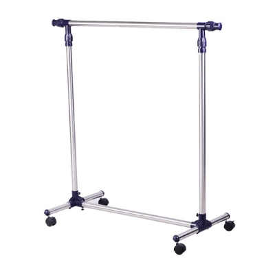 HOMCOM Charriot com Altura Ajustável Cabide com Rodas para Roupa Aço Inoxidável 86-160x45x95-170cm Prata