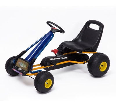 HOMCOM Kart com Pedais para Crianças acima de 3 Anos com Assento Ajustável Freio de Mão 96x68x56cm Azul e Preto