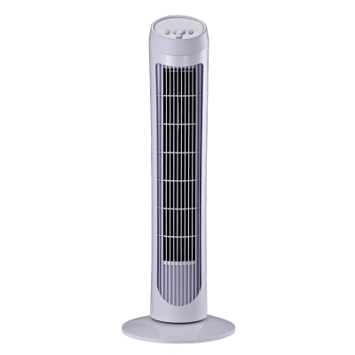 HomCom Ventilador de Torre com Movimento Oscilante 70º com 3 Velocidades Potência 45W e Asa de Transporte φ27x75cm Branco