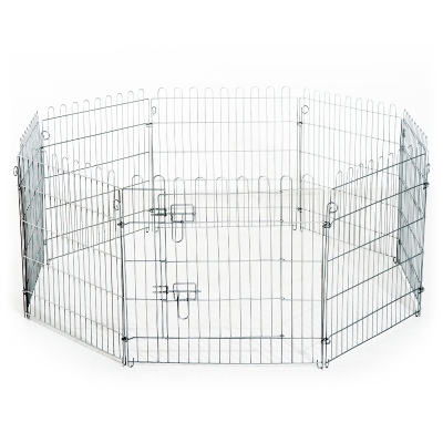 PawHut Parque para Animais de Estimação com 8 Paineis 63x60cm Cerca para Animais de Estimação com Porta com Trava para Jardim Pátio Exterior Prata