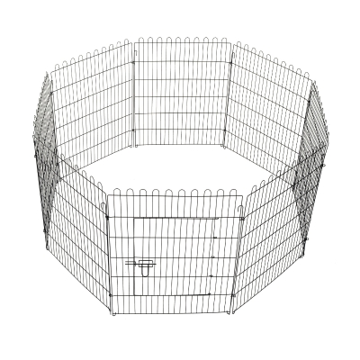 PawHut Parque para Animais de Estimação com 8 Paineis 71x91,5cm Dobrável Cerca para Animais de Estimação com Porta com Trava para Jardim Pátio Exterior Preto