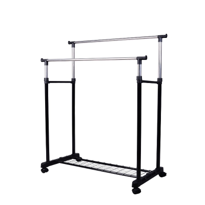 HOMCOM Charriot com Altura Ajustável Cabide com 4 Rodas para Roupa Aço Inoxidável 80x43x85-155cm Preto
