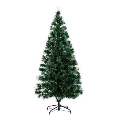 HomCom Árvore de Natal Verde Φ74x150cm + Luzes LED Árvore Artificial