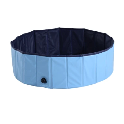 PawHut Piscina Dobrável para Cães Ø100×30 cm Banheira Portátil para Animais de Estimação Antiderrapante PVC Multiusos Cor Azul