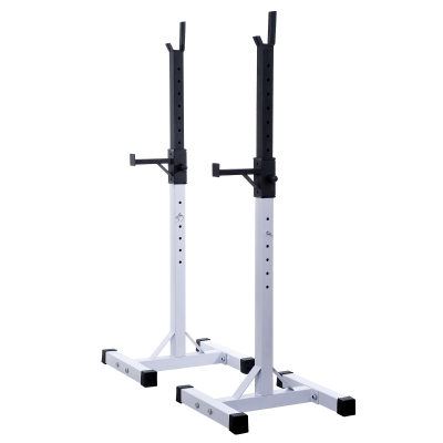 HOMCOM Suporte para Barra de Pesos Prateleira Ajustável de 12 Níveis Barra de Levantamento Pesos Academia Max. 150kg Aço 52x48x108-163cm Branco