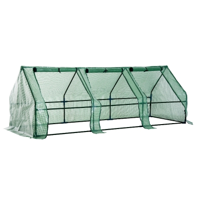 Outsunny Estufa pequena com janelas - Cor verde - Tubos de aço e PE 140 g / m2 - 270x90x90cm