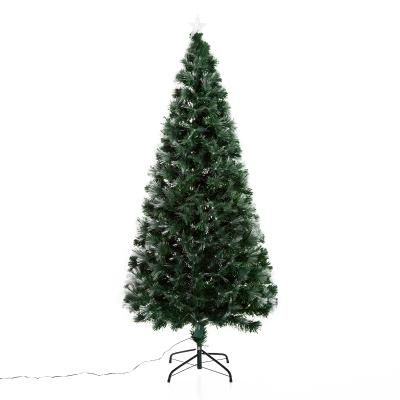 HomCom Árvore de Natal Verde Φ84x180cm + Luzes LED Árvore Artificial