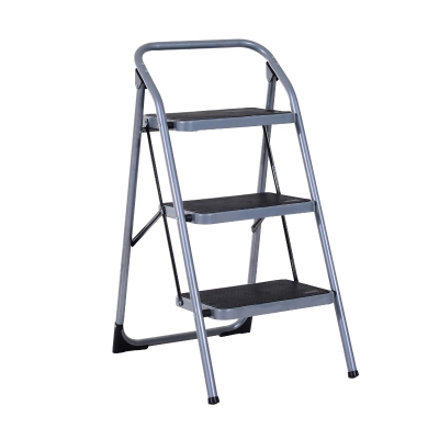 HOMCOM Escada de Aluminio Dobrável Escada Portátil com 3 Degraus Carga Máx. 150kg 92x48x62cm Prata
