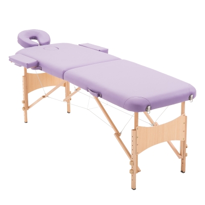 HOMCOM Marquesa acolchoada de madeira dobrável e portátil para fisioterapia esporte 182x60cm roxo