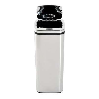 HOMCOM Lixeira de 50L de Aço Inoxidável resistente à água abertura automática Prata Aço Inoxidável 33x25x84 cm