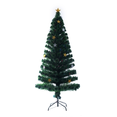 HomCom Árvore de Natal Verde Φ 80x180 cm Árvore de Fibra Ótica com 28 Luzes
