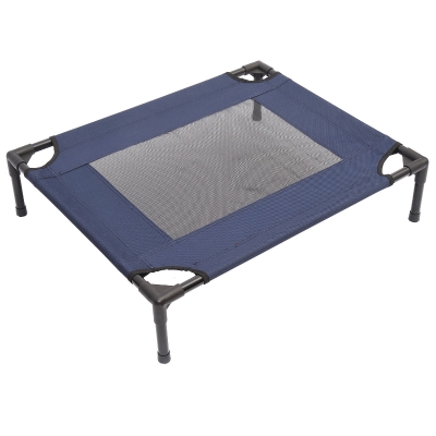 PawHut Cama para Animais de Estimação Cama Elevada para Cães Gatos com Tecido Transpirável para Dormir Exterior Jardim Terraço 76x61x18cm Azul