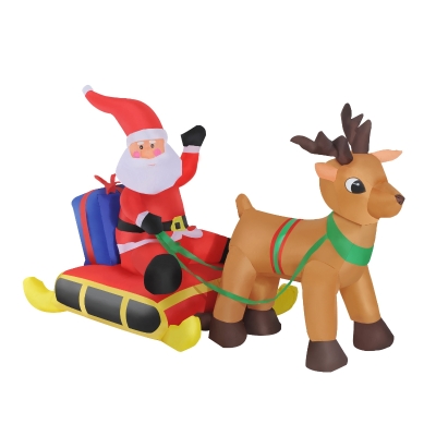 HOMCOM Papai Noel inflável multicolor 152x72x122cm
