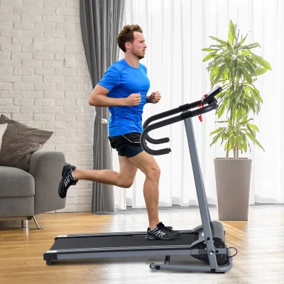 HOMCOM Passadeira Elétrica Dobrável com Velocidade 1-10km/h com Ecrã LCD e Carga Máxima 110kg para Casa Escritório 120,5x60x116 cm Preto e Cinza