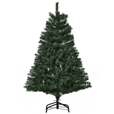 HOMCOM Árvore de Natal 120cm Artificial com 255 Ramos Ignífugos de PVC Base Dobrável e Suporte Metálico Montagem Rápida Decoração de Natal para Interiores Ø60x120cm Verde