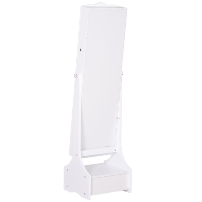 HOMCOM Espelho de joalheiro Armário de joias de pé com luzes LED Gavetas de bloqueio Espelho e dobradiça interior para comédicos 45x36x150cm