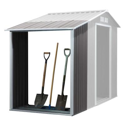 Outsunny Galpão para lenha de aço galvanizado para armazenamento de ferramentas de jardim com telhado inclinado 127x71x143 / 159 cm cinza