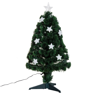 HOMCOM Árvore de Natal Artificial 90cm Pinheiro Decoração de Natal com 12 LED 3 Cores 90 Ramos Verde PVC